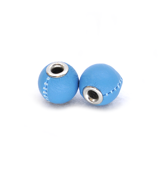 Perlas rosca cuero sintetico (2 piezas) 14 mm - Azul claro